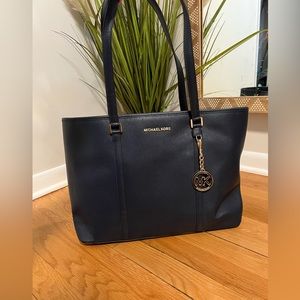 Michael Kors Sady Navy and Gold Zipper Closure